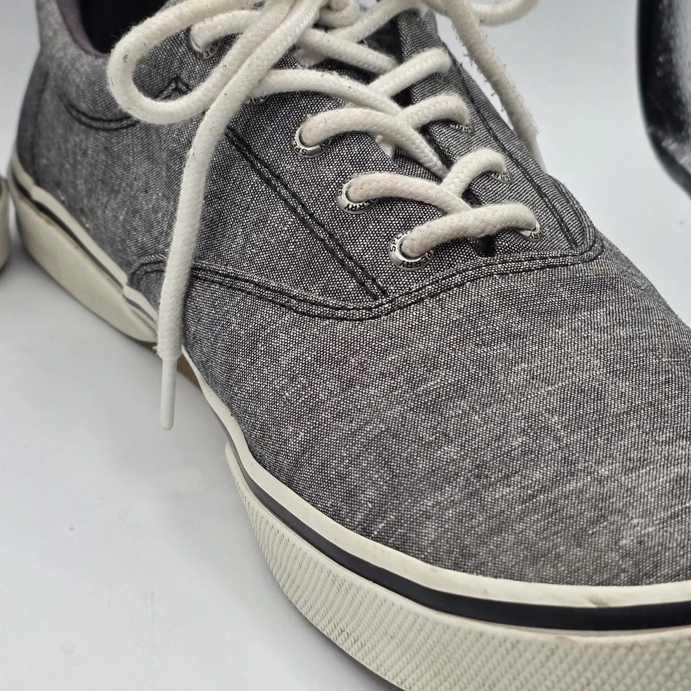 Sperry Top-Sider Shoes Mens 12 Gray Chambray Lace Up Memory Foam Casual STS18845